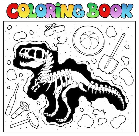 fósil - Coloring book with excavation site - vector illustration. Foto de stock - Super Valor sin royalties y Suscripción, Código: 400-06081435