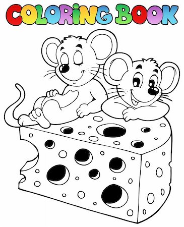 simsearch:400-05686866,k - Coloring book with mouse 1 - vector illustration. Fotografie stock - Microstock e Abbonamento, Codice: 400-06081437