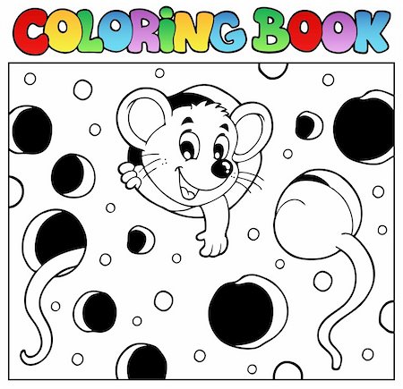 simsearch:400-05686866,k - Coloring book with mouse 2 - vector illustration. Fotografie stock - Microstock e Abbonamento, Codice: 400-06081438