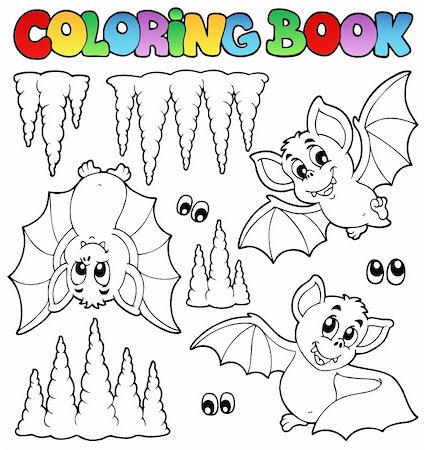 stalactites - Coloring book with bats - vector illustration. Stock Photo - Budget Royalty-Free & Subscription, Code: 400-06081433