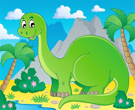simsearch:400-08161528,k - Scene with dinosaur 1 - vector illustration. Foto de stock - Royalty-Free Super Valor e Assinatura, Número: 400-06081458