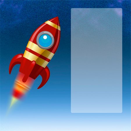 rocket flames - The background sky with a flying missile Stock Photo - Budget Royalty-Free & Subscription, Code: 400-06081489