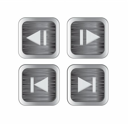 simsearch:400-07062516,k - Brushed metal multimedia control buttons/icons. Vector illustration Fotografie stock - Microstock e Abbonamento, Codice: 400-06081536