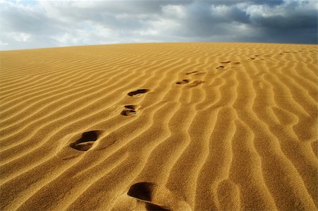 desert footsteps lost - Footprints on a desert dune Stock Photo - Budget Royalty-Free & Subscription, Code: 400-06081533