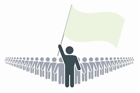 Rank of abstract people symbols and leader with flag isolated on white. Leadership concept. Vector illustration. Fotografie stock - Microstock e Abbonamento, Codice: 400-06081589