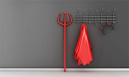 simsearch:400-04680939,k - Illustration of devil costume and horns on a hanger Fotografie stock - Microstock e Abbonamento, Codice: 400-06081623