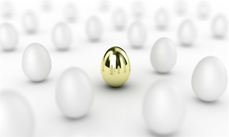 egg with jewels - Illustration of gold egg among many white Stock Photo - Budget Royalty-Free & Subscription, Code: 400-06081630