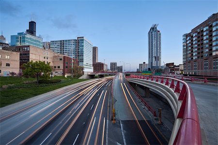 Image of interstate I-90/94 in Chicago downtown during the twilight. Stock Photo - Budget Royalty-Free & Subscription, Code: 400-06081667