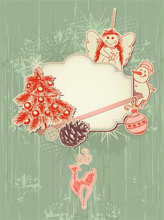 snowman snow angels - vector scrap booking kit for Christmas Stock Photo - Budget Royalty-Free & Subscription, Code: 400-06081917