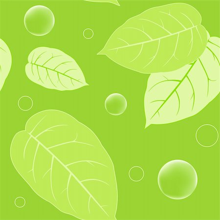 vector green seamless pattern with leaves and bubbles Photographie de stock - Aubaine LD & Abonnement, Code: 400-06082014