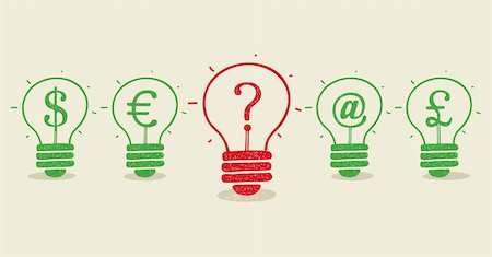 pound and dollar sign - Illustration with a set of isolated conceptual light bulbs Stock Photo - Budget Royalty-Free & Subscription, Code: 400-06082052