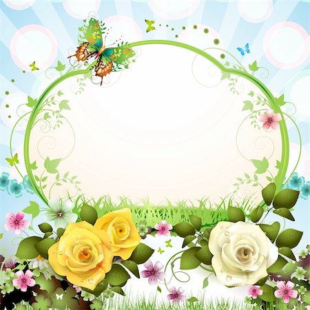 rose butterfly illustration - Springtime background with butterflies and roses Stock Photo - Budget Royalty-Free & Subscription, Code: 400-06082388