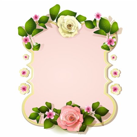 Mirror with white and pink roses Stock Photo - Budget Royalty-Free & Subscription, Code: 400-06082395