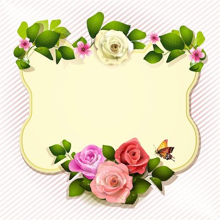 Mirror with roses and butterfly Stock Photo - Budget Royalty-Free & Subscription, Code: 400-06082391