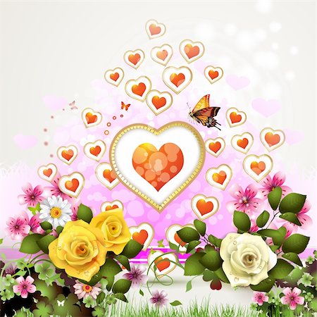 simsearch:400-06082408,k - Hearts with roses for Valentine' s Day Fotografie stock - Microstock e Abbonamento, Codice: 400-06082401