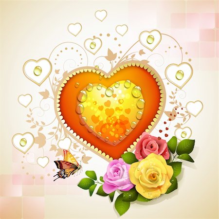 simsearch:400-06082408,k - Hearts with roses for Valentine's Day Fotografie stock - Microstock e Abbonamento, Codice: 400-06082410