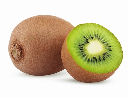 Ripe kiwi fruit with half isolated on white background Stock Photo - Budget Royalty-Free & Subscription, Code: 400-06082668