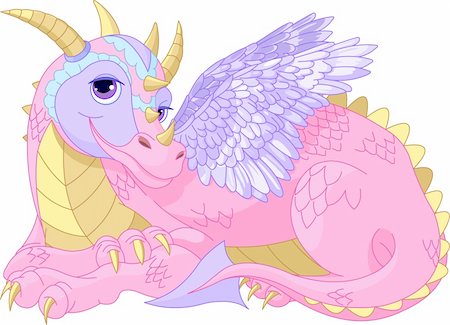 dragon head - Illustration of Beautiful Cartoon  lady Dragon Stock Photo - Budget Royalty-Free & Subscription, Code: 400-06082776