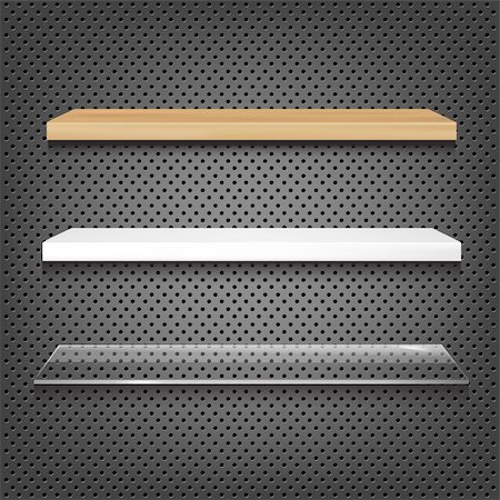 steel shelf - 3 Shelves On Abstract Metal Background, Vector Illustration Stock Photo - Budget Royalty-Free & Subscription, Code: 400-06082771