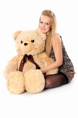 blonde and a big teddy bear Stock Photo - Budget Royalty-Free & Subscription, Code: 400-06083265