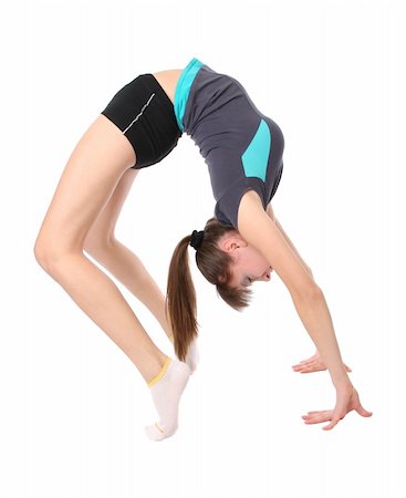 simsearch:400-06108048,k - girl in gymnastics poses. Isolated at white background Stockbilder - Microstock & Abonnement, Bildnummer: 400-06083286