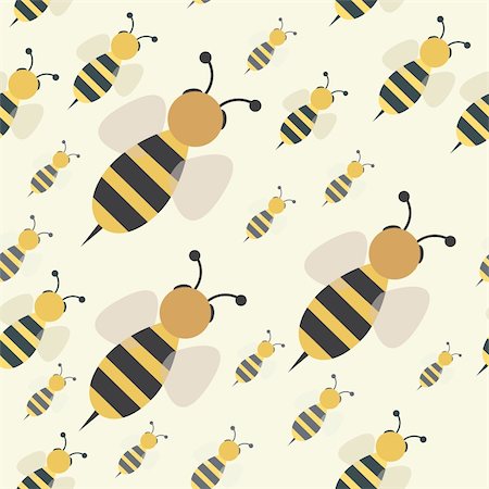 Abstract flying honey bee swarm seamless pattern, vector background illustration Photographie de stock - Aubaine LD & Abonnement, Code: 400-06083339