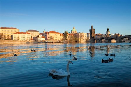 prague bridge - czech republic prague - charles bridge and spires of the old town Stock Photo - Budget Royalty-Free & Subscription, Code: 400-06083390