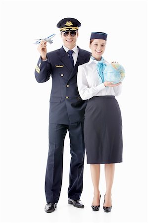 flying hats in the air - The pilot and flight attendant on a white background Stock Photo - Budget Royalty-Free & Subscription, Code: 400-06083438