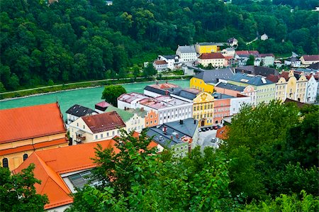 salzach river - Bird's Eye View on the Bavarian Town of Burghausen and River Salzach, Germany Stock Photo - Budget Royalty-Free & Subscription, Code: 400-06083503