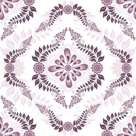 simsearch:400-04279579,k - Seamless white and pink floral pattern (vector) Stock Photo - Budget Royalty-Free & Subscription, Code: 400-06083534