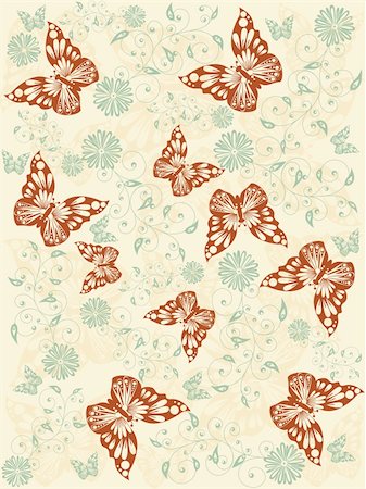 seamless summer backgrounds - brown butterflies seamless pattern Stock Photo - Budget Royalty-Free & Subscription, Code: 400-06083531