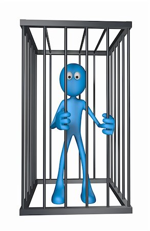 simsearch:400-04505854,k - blue guy in a cage - 3d illustration Stock Photo - Budget Royalty-Free & Subscription, Code: 400-06083990