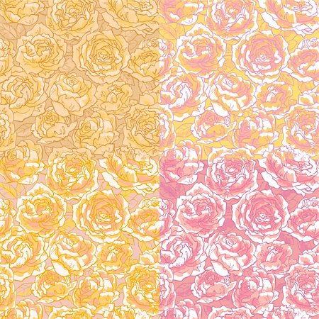 pastel spring pattern - Collection of seamless floral pattern with hand-drawn pink roses Stock Photo - Budget Royalty-Free & Subscription, Code: 400-06094006