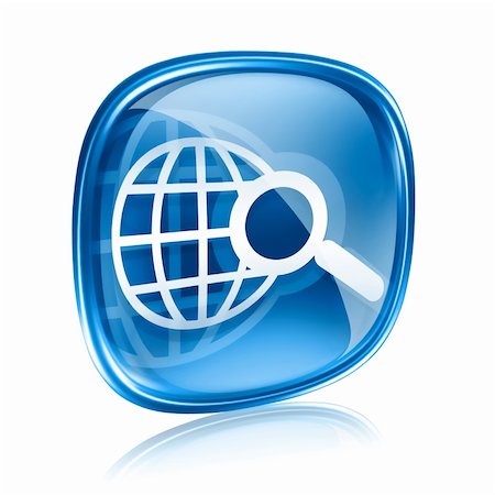 simsearch:400-07624282,k - globe and magnifier icon blue glass, isolated on white background. Stockbilder - Microstock & Abonnement, Bildnummer: 400-06094206