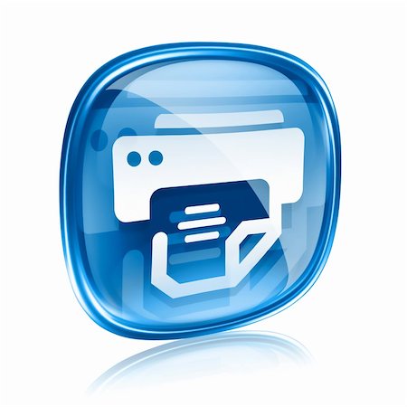 fax - printer icon blue glass, isolated on white background. Fotografie stock - Microstock e Abbonamento, Codice: 400-06094208