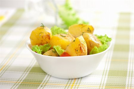 potato salad yellow - Roasted potatoes with vegetables Stock Photo - Budget Royalty-Free & Subscription, Code: 400-06094202