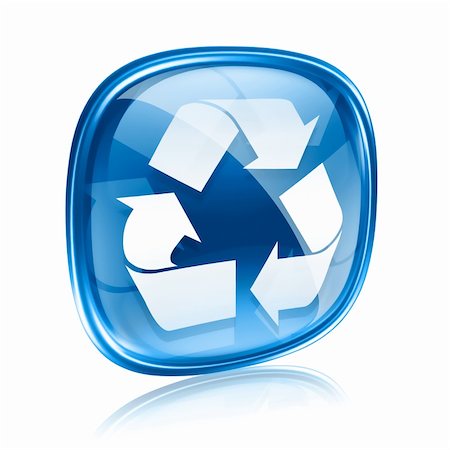 simsearch:400-04001346,k - Recycling symbol icon blue glass, isolated on white background. Foto de stock - Royalty-Free Super Valor e Assinatura, Número: 400-06094203