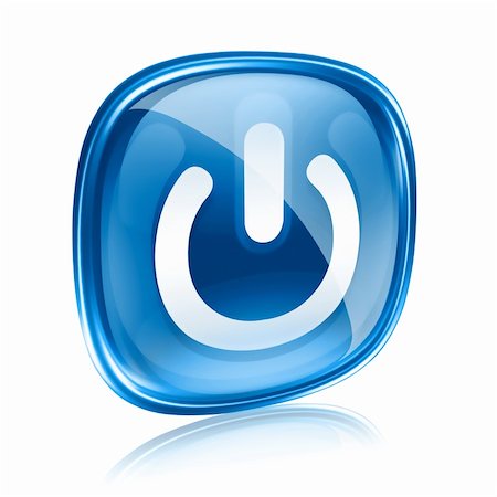 power icon blue glass, isolated on white background. Stock Photo - Budget Royalty-Free & Subscription, Code: 400-06094212