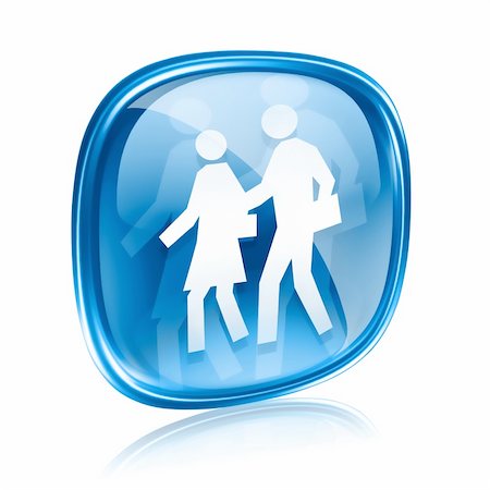 people icon blue glass, isolated on white background Photographie de stock - Aubaine LD & Abonnement, Code: 400-06094225