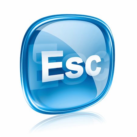 simsearch:400-05350670,k - Esc icon blue glass, isolated on white background Photographie de stock - Aubaine LD & Abonnement, Code: 400-06094229