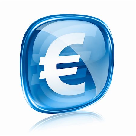 exchange square - Euro icon blue glass, isolated on white background Foto de stock - Super Valor sin royalties y Suscripción, Código: 400-06094234