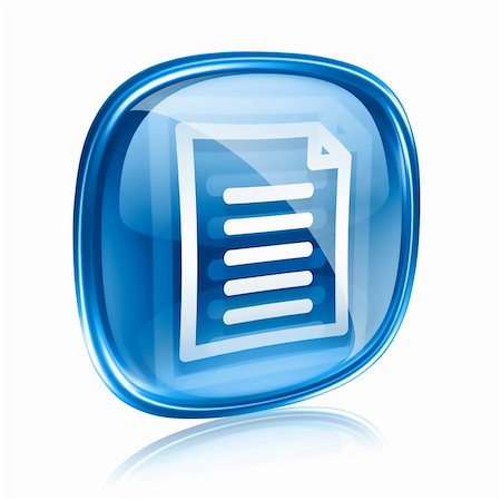 simsearch:400-07628509,k - Document icon blue glass, isolated on white background Foto de stock - Royalty-Free Super Valor e Assinatura, Número: 400-06094241