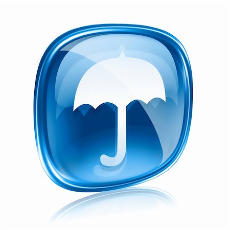 simsearch:400-07628509,k - Umbrella icon blue glass, isolated on white background Foto de stock - Royalty-Free Super Valor e Assinatura, Número: 400-06094242