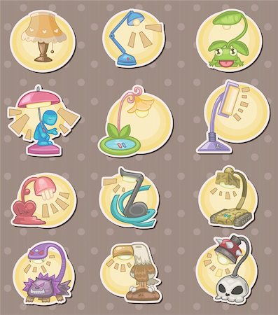 cartoon Lamps stickers Stock Photo - Budget Royalty-Free & Subscription, Code: 400-06094327