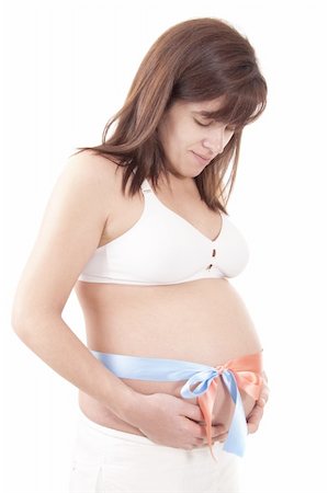 Pregnant woman expecting a baby or baby girl Stockbilder - Microstock & Abonnement, Bildnummer: 400-06094374