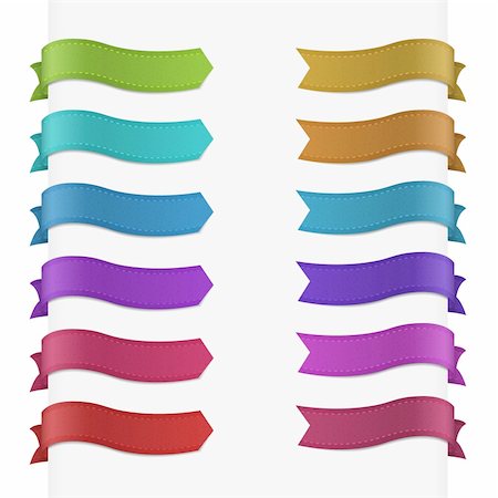 scrolled up paper - Set of 12 quality textured ribbons. This vector image is fully editable. Stock Photo - Budget Royalty-Free & Subscription, Code: 400-06094607