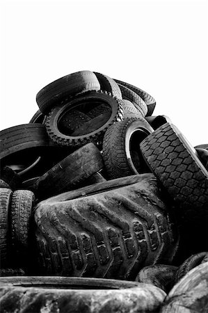pile tires - Black and white image of a Heap of old used tires. Stock Photo - Budget Royalty-Free & Subscription, Code: 400-06094711