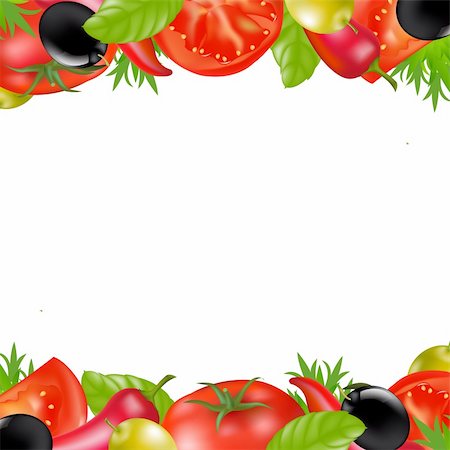 simsearch:400-05939266,k - Border With Vegetables, Isolated On White Background, Vector Illustration Photographie de stock - Aubaine LD & Abonnement, Code: 400-06094734