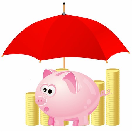 simsearch:400-05884579,k - piggy-bank and money under red umbrella. Also available as a Vector in Adobe illustrator EPS format, compressed in a zip file. The vector version be scaled to any size without loss of quality. Foto de stock - Super Valor sin royalties y Suscripción, Código: 400-06094807