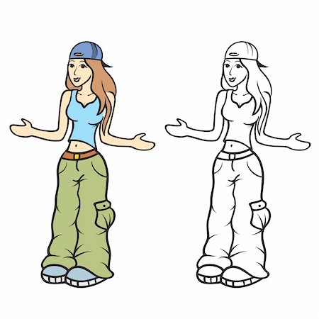 funky cartoon girls - Cartoon illustration of a girl posing in funky style Stock Photo - Budget Royalty-Free & Subscription, Code: 400-06094911